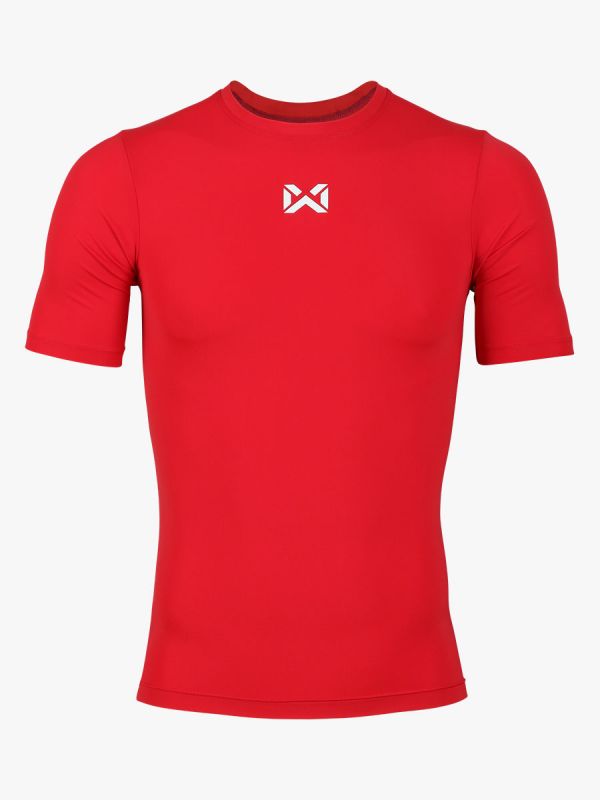 WARRIX เสื้อรัดกล้ามคอกลมแขนสั้นผู้ชาย-Red