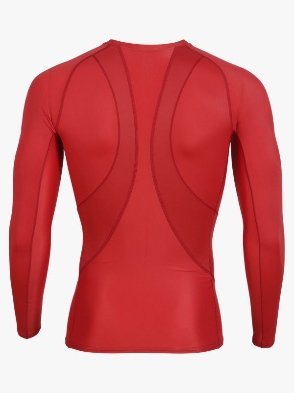 WARRIX เสื้อรัดกล้ามคอกลมแขนยาวผู้ชาย-Red
