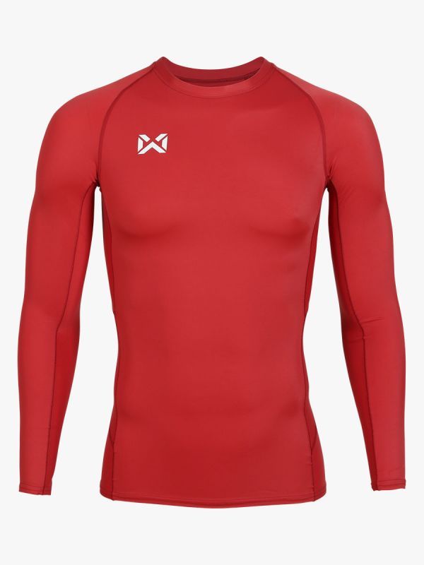 WARRIX เสื้อรัดกล้ามคอกลมแขนยาวผู้ชาย-Red