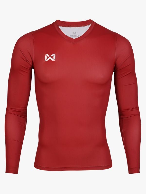 WARRIX เสื้อรัดกล้ามคอวีแขนยาวผู้ชาย-Red