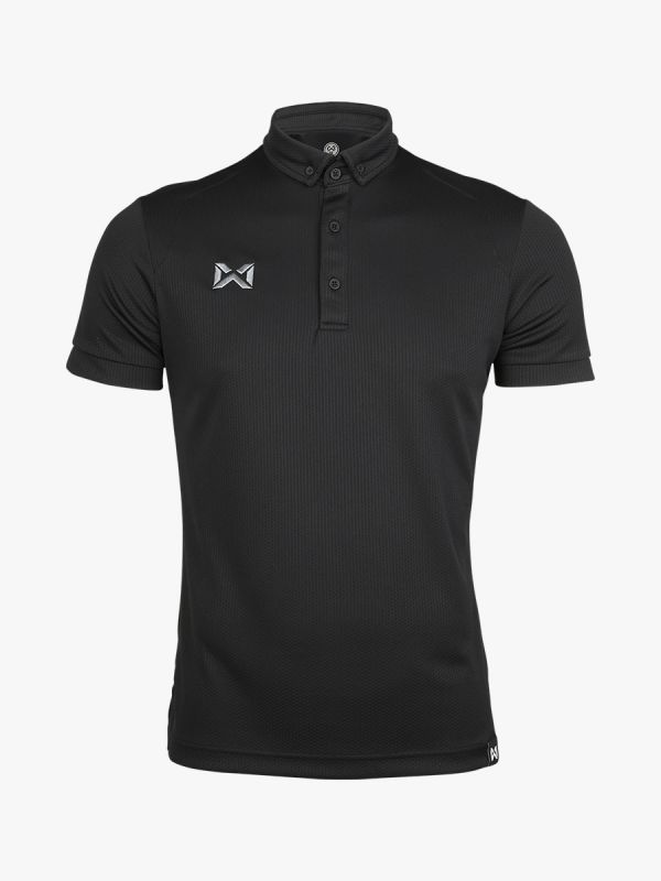 Warrix Bubble Polo Shirt-ดำ-XS