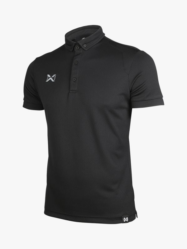 Warrix Bubble Polo Shirt-ดำ-XS