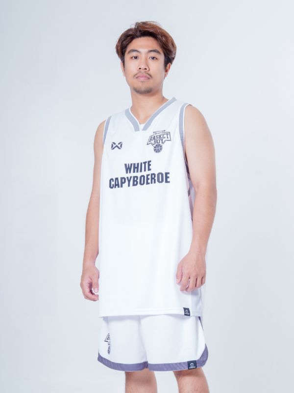 Warrix Basket Boy Match Jersey-WHITE CAPYBOEROE